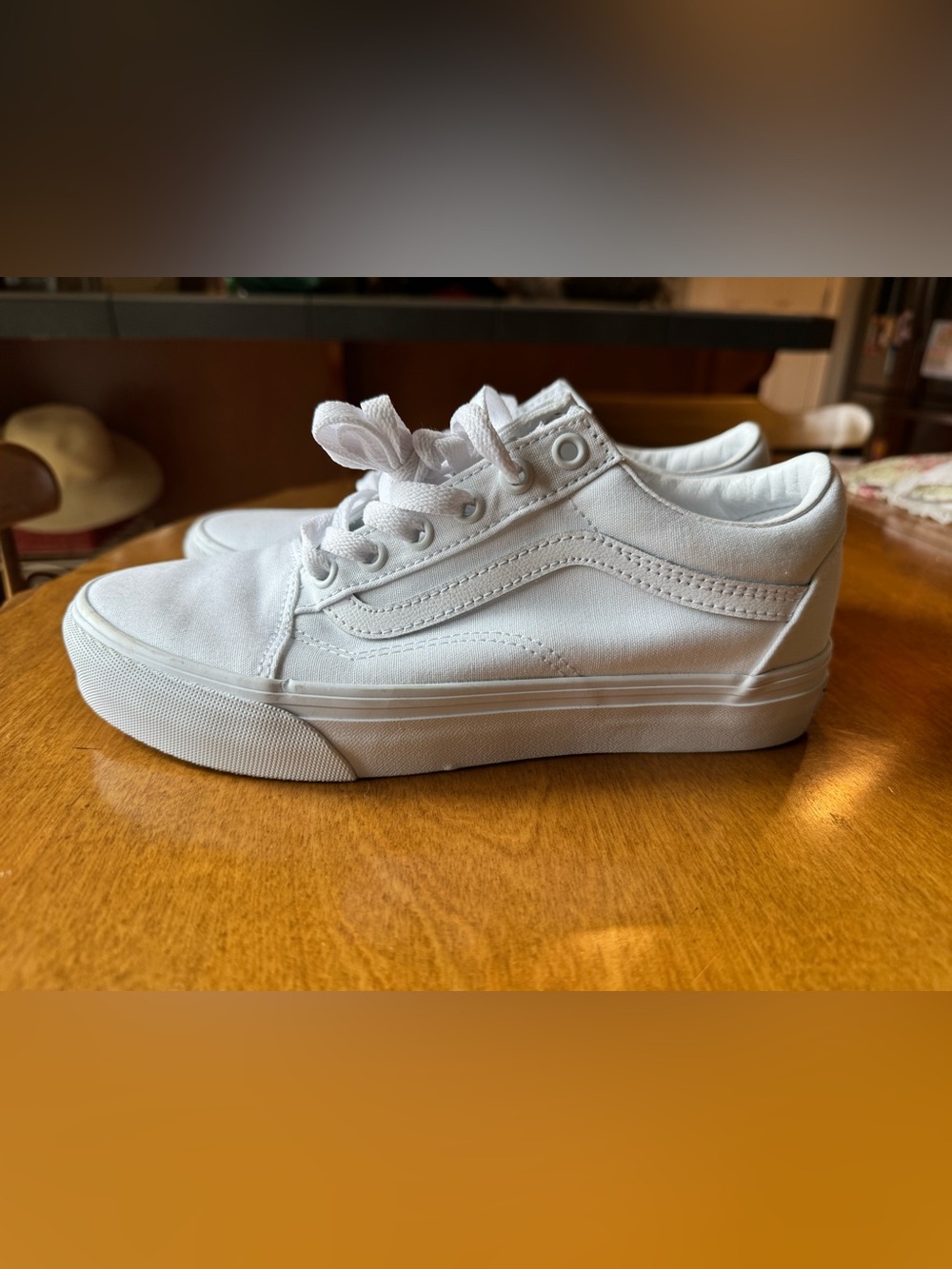 Vans Old Skool Canvas All-White Sneakers Low Top Women’s 7 Wide